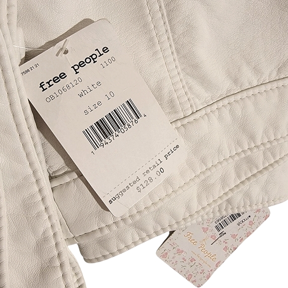 Free People White Faux Leather High Rise Ankle Zip Moto Pants NWT - Picture 9 of 15